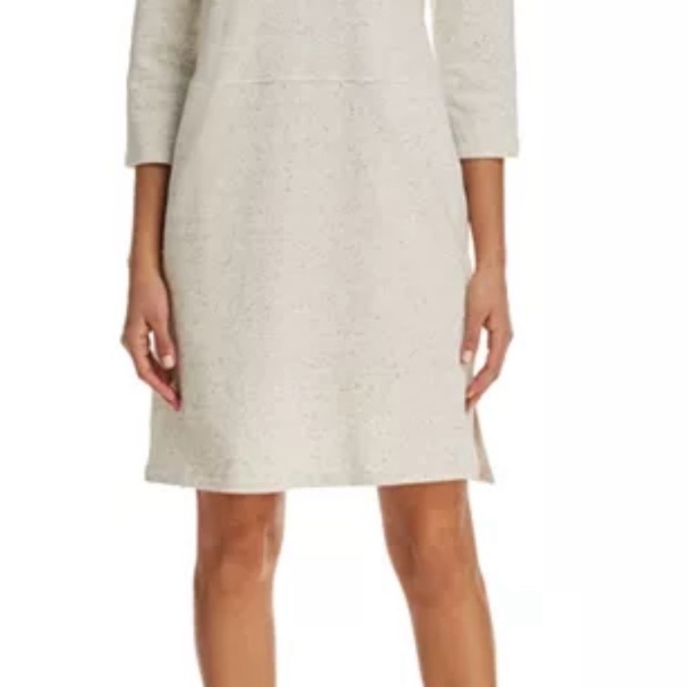 Cream Speckled Organic Cotton Eileen Fisher Knee Length Dress in Size S